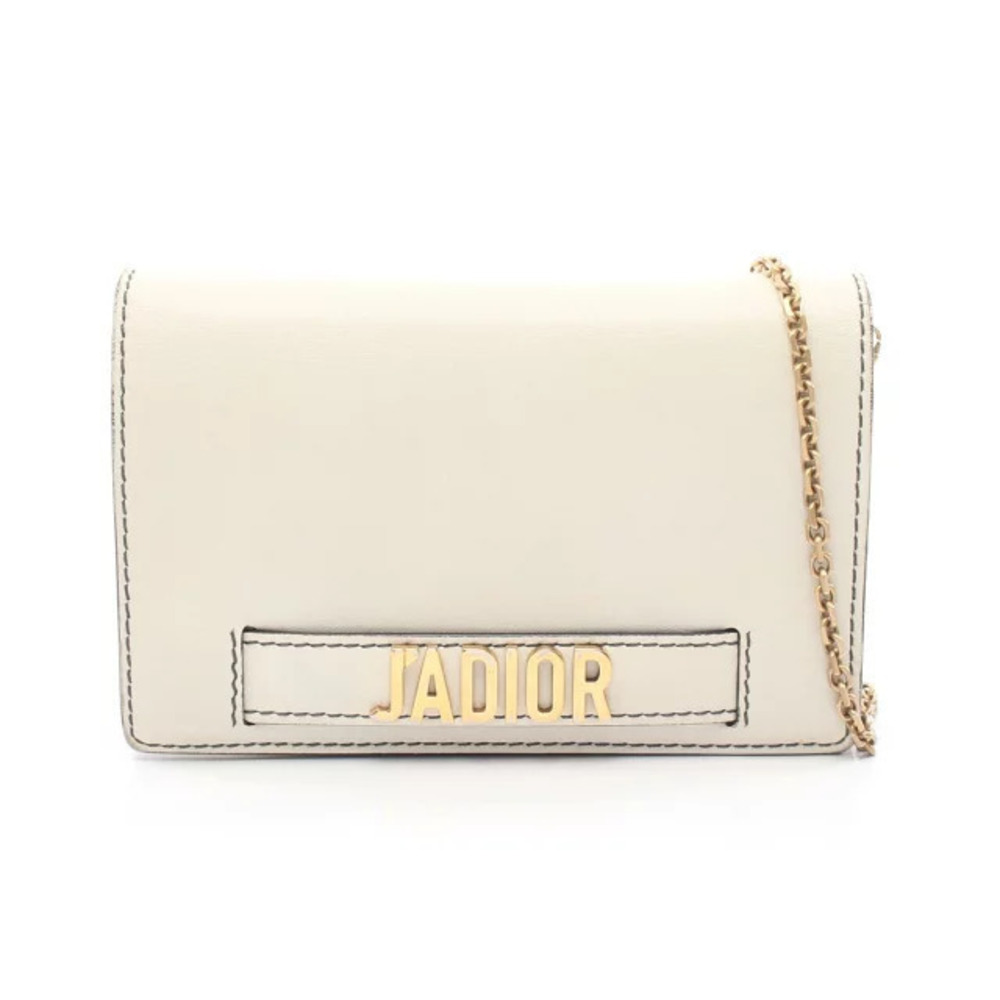 Christian Dior JADIOR Shoulder Bag Leather White